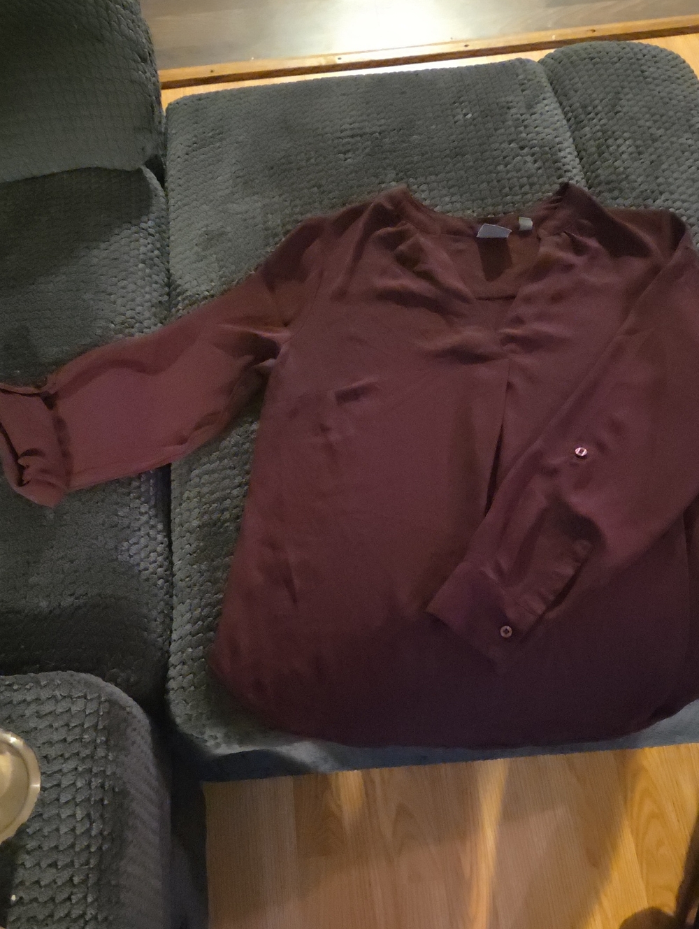 Soho Women's V-Neck Long Sleeve Blouse in Deep Burgundy